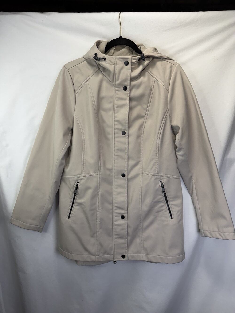Sebby Softshell Water Resistant Windproof Parka Jacket Women’s Sz M Beige Pocket